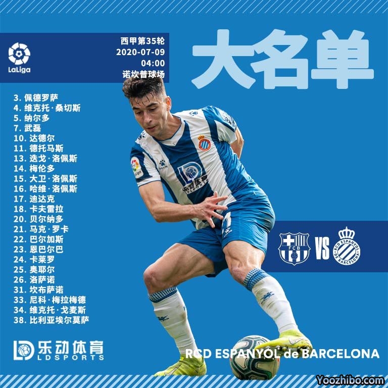 西班牙人vs<a href=/zuqiuremen/barcelona/ target=_blank class=infotextkey>巴萨</a>大名单