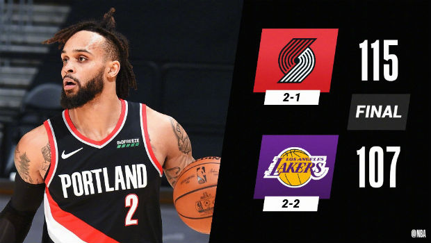 <a href=/lanqiuremen/blazers/ target=_blank class=infotextkey>开拓者</a>115-107战胜<a href=/lanqiuremen/lakers/ target=_blank class=infotextkey>湖人</a>
