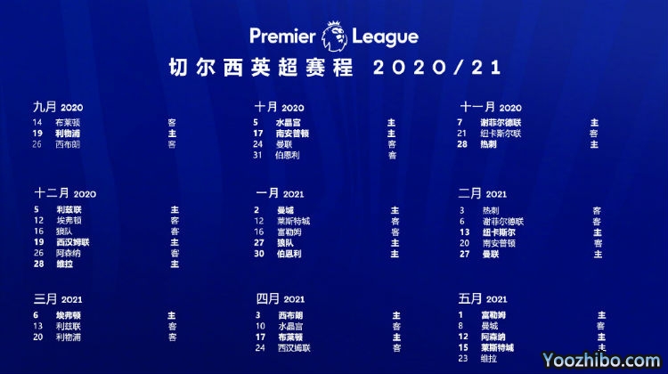 20/21赛季<a href=/zuqiuremen/chelsea/ target=_blank class=infotextkey>切尔西</a>赛程表出炉