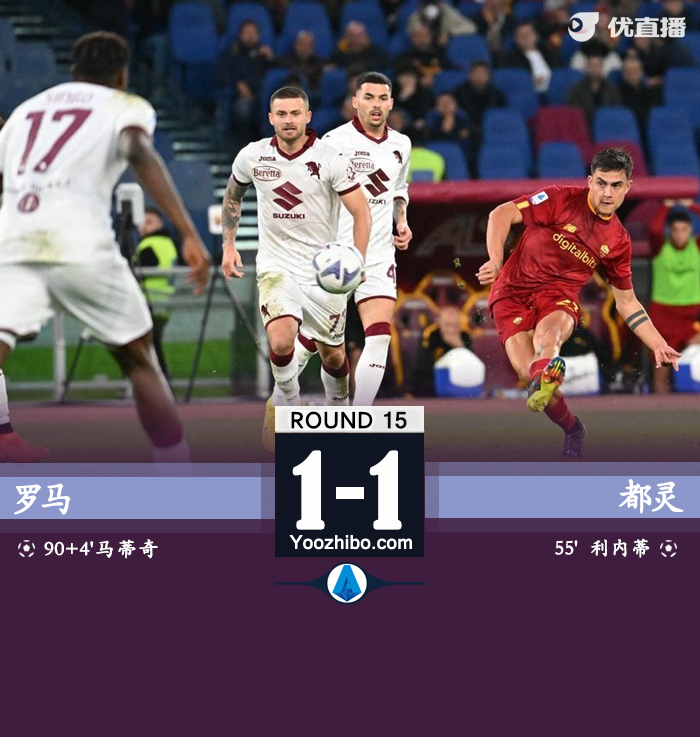 罗马1-1都灵 穆帅染红马蒂奇绝平<a href=/remenqiuxing/zuqiuremen/140.html target=_blank class=infotextkey>迪巴拉</a>造点+中框
